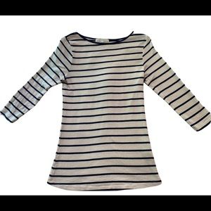Zara Navy and Cream 100% cotton 3/4 sleeve top